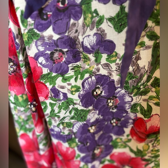 Jane Norman Floral Strapless Fit-and-Flare Dress with Purple Belt. Size S. EUC - Picture 3 of 9
